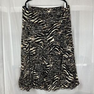 Vintage 90's Chico's animal print lace maxi skirt grunge indie sleeze size 3 y2k